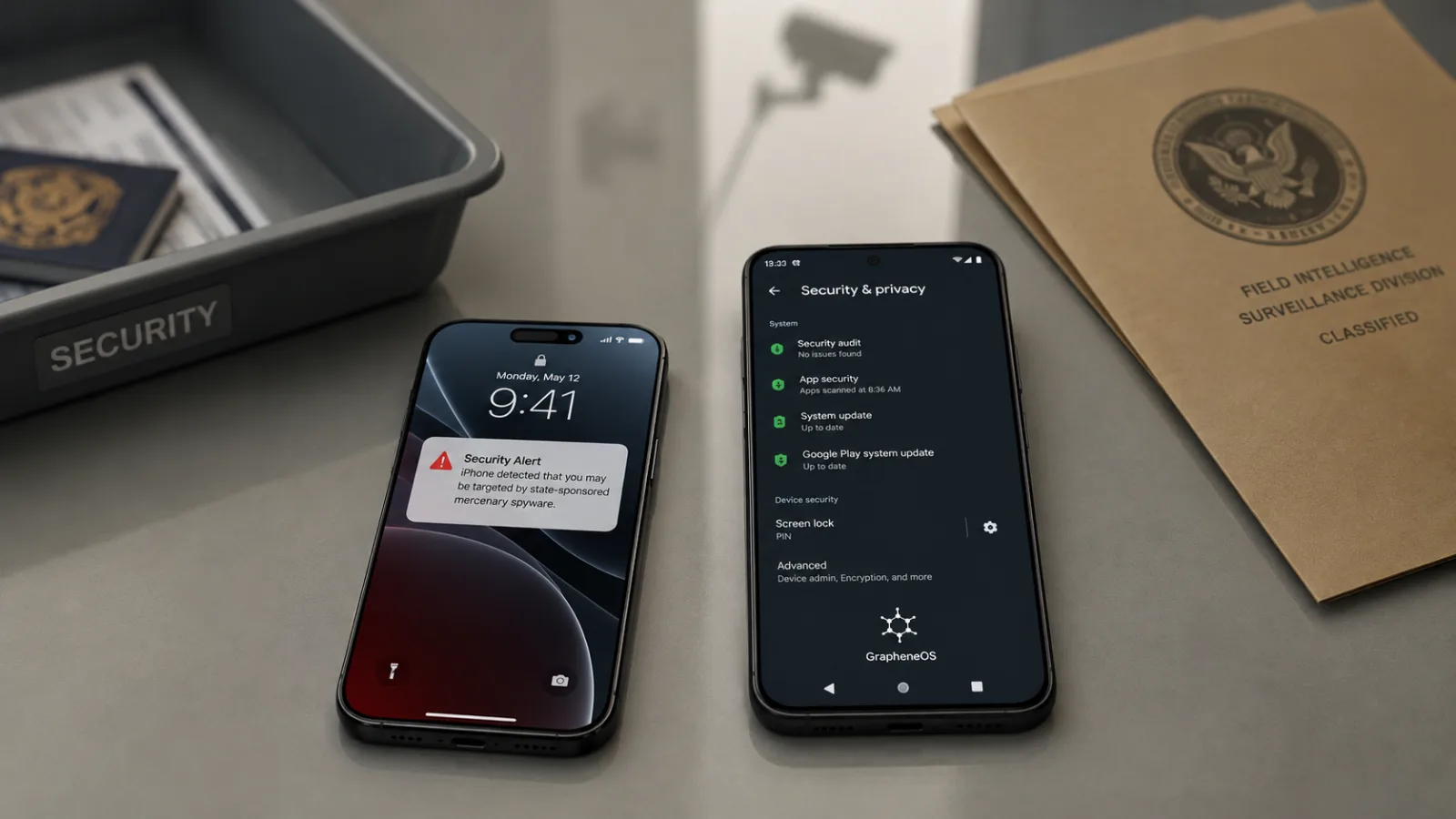 Quando difendere la propria privacy diventa sospetto , il caso dell' arresto graphene os e apple che ti avvisa degli gli spyware.